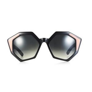 NWOT Pared Sole & Mare almost black sunglasses with pink inlay